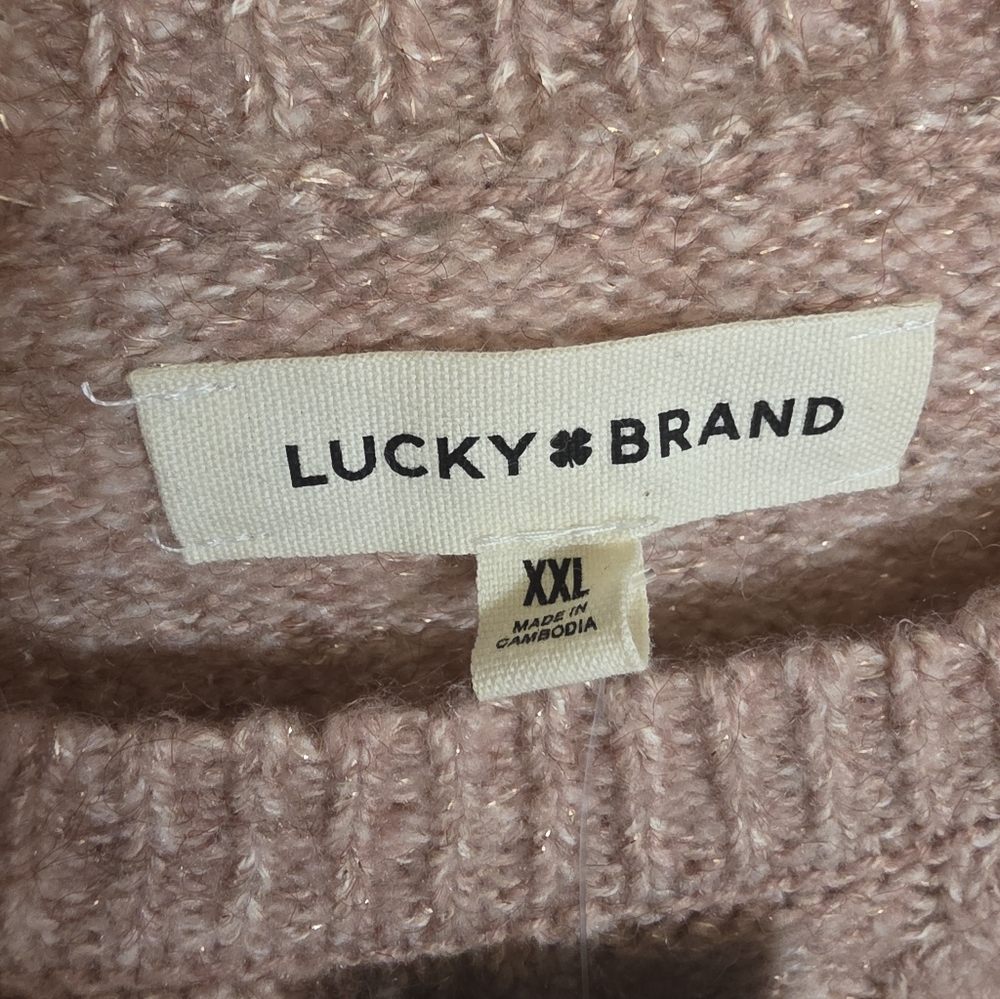 Lucky Brand XXL Women's Pink Cable Knit Sweater - Picture 13 of 13